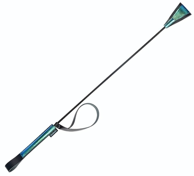 Черно-синий стек с хлопушкой из кожи - 62 см. (Цвет: черный с синим)