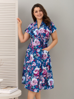 Халат Х-044/индиго-цветущийсад