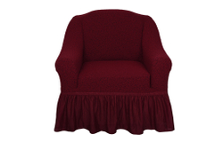 Чехол на кресло с оборкой Жаккард, цвет Бордовый