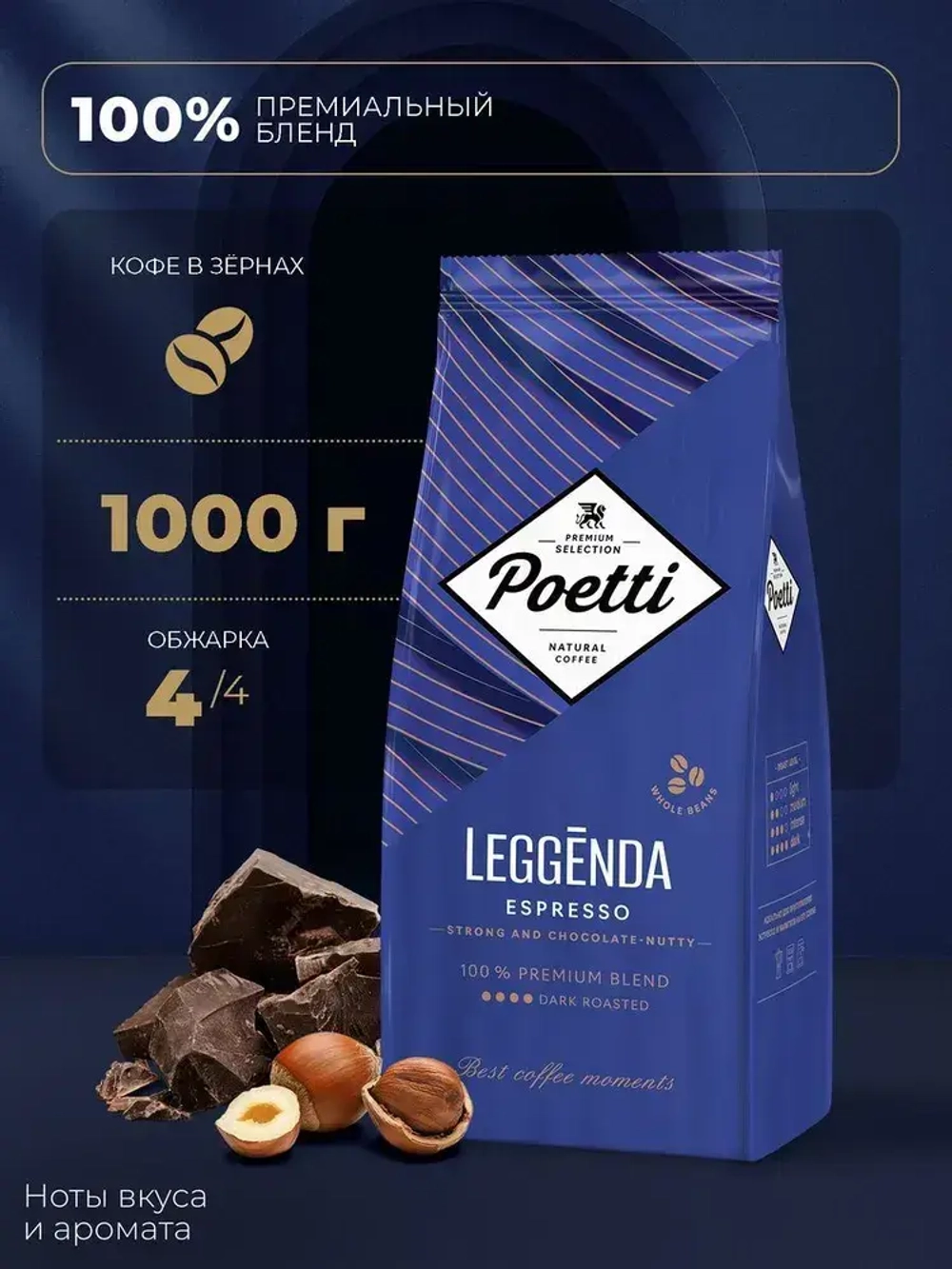 Кофе в зёрнах Poetti Leggenda Espresso, арабика, 1 кг