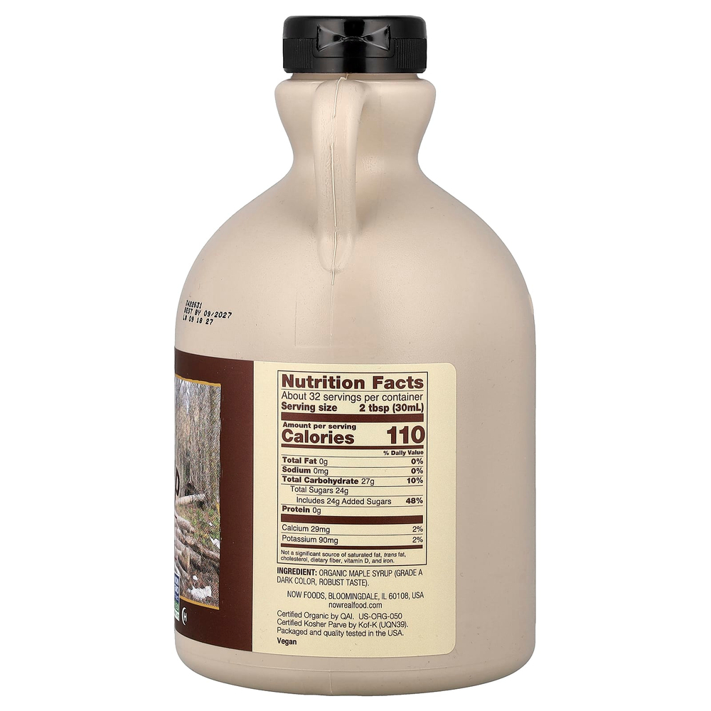 NOW Foods, Real Food, органический кленовый сироп, класс A, темного цвета, 946 мл
