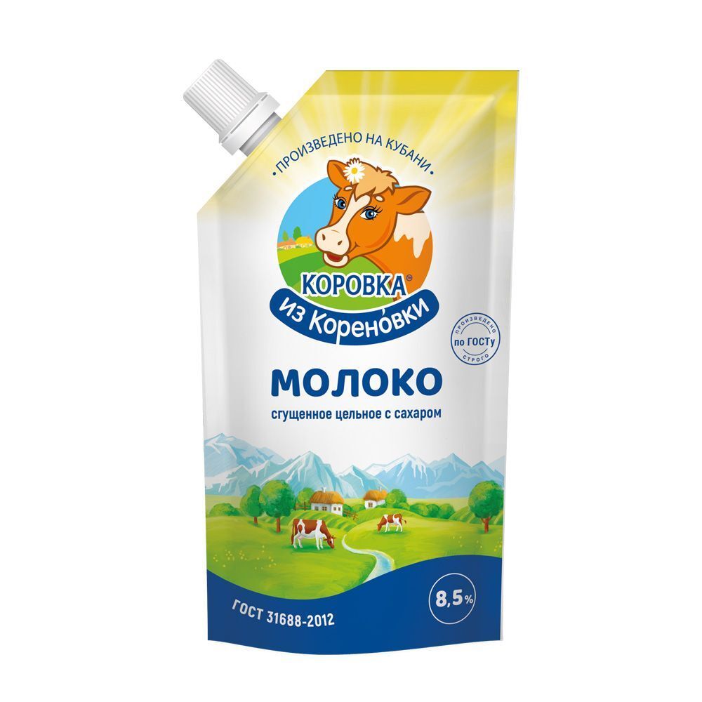 КОРОВКА из Кореновки молоко цельное сгущенное с сахаром  ГОСТ 270г