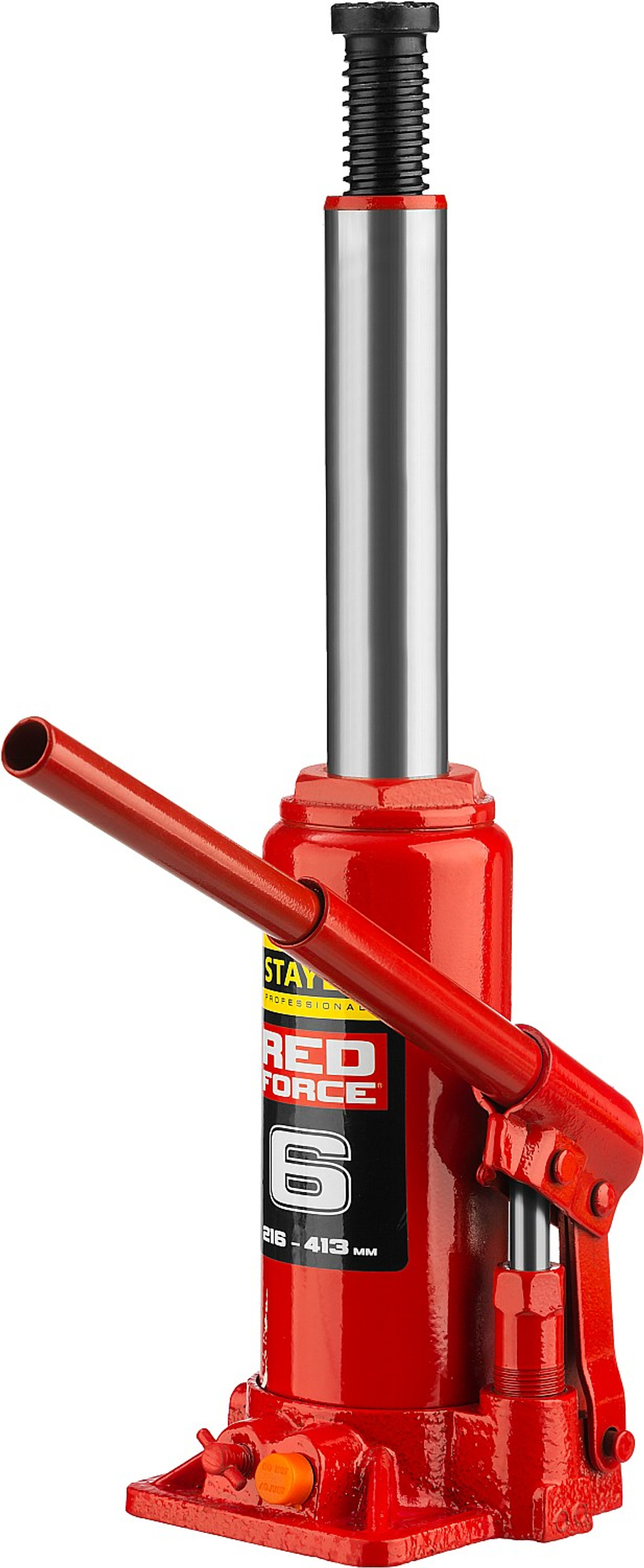 STAYER RED FORCE, в кейсе, 6 т, 216 - 413 мм, бутылочный гидравлический домкрат, Professional (43160-6-K)