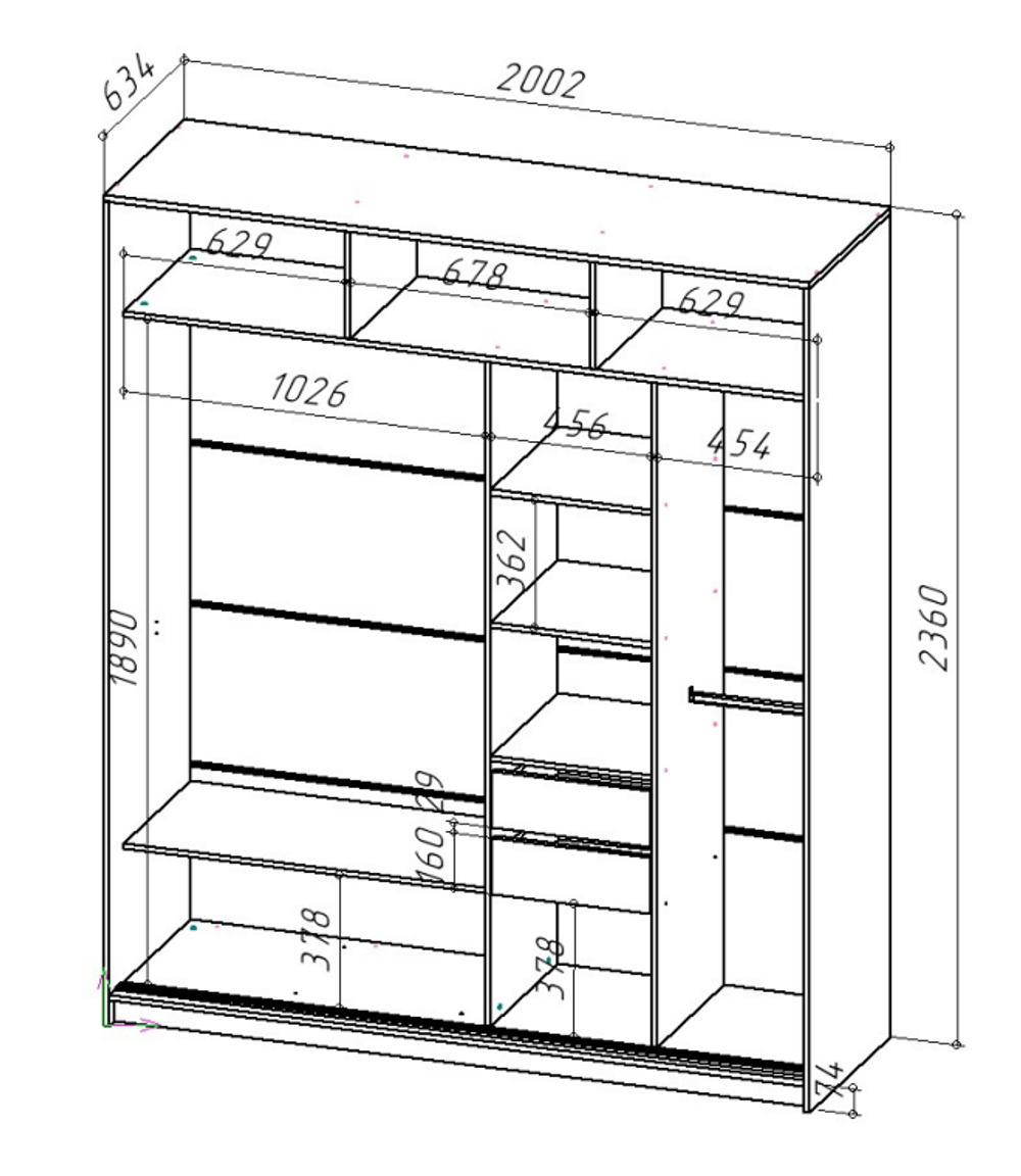 БОСТОН ШК-005 Шкаф-купе МДФ (Комплект) Дуб Крафт золотой / Белый