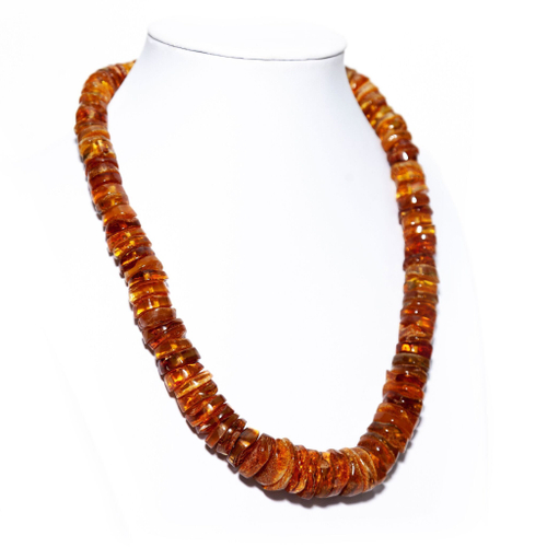 Бусы из янтаря натуральные, длина 50 см, размер бусин в диаметре до 1,5 см