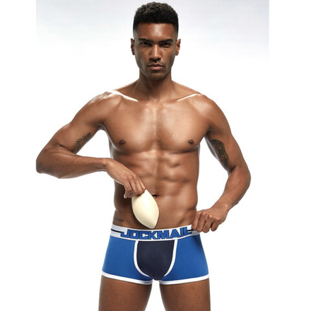 Мужские трусы боксеры синие с push up JOCKMAIL JM6038-9