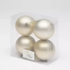 Набор пластиковых шаров Глория 100 мм., шампань матовый, 4 шт., ЕлкиТорг (150409)