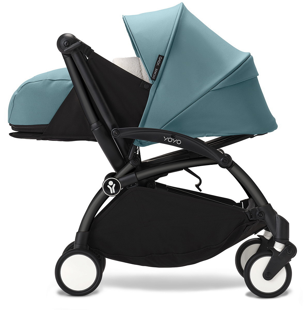 Коляска Stokke YOYO3 Newborn Pack рама чёрная Black 2 в 1 Aqua