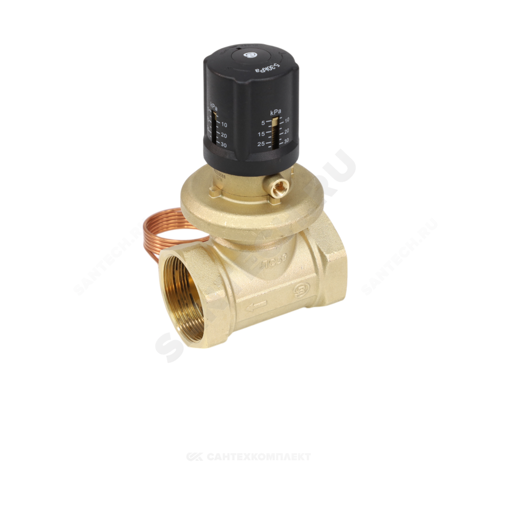 Клапан балансировочный автомат латунь 3380H Ду 15 G1/2" Ру16 Тмакс=120 оС ВР 5-30 кПа Kvs=1.16м3/ч без ниппелей Benarmo