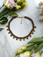 Колье "Черепица" ручной работы из бисера и камня Турмалин