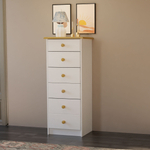 Dipriz Комод белый Хаба из сосны, 6 ящиков, высокий деревянный комод в спальню и детскую, белый/антик