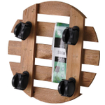 Подставка для цветов напольная на колесиках Флорэль деревянная в стиле рустик (состаренный), круглая, браун