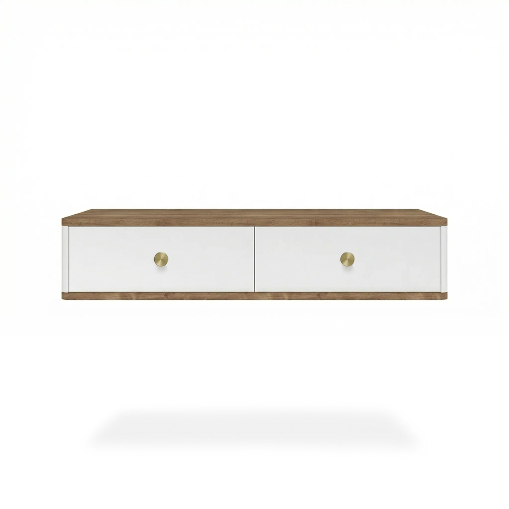 Подвесной туалетный столик консоль Royal 5310 эко (Дуб Веллингтон-р.золото)