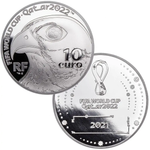 10 евро 2021 Чемпионат мира по футболу 2022 в Катаре в коробочке, Серебро, сертификат, proof. Франция