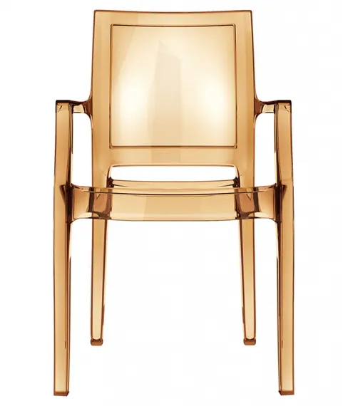 Стул с подлокотниками Arthur прозрачный янтарный