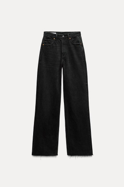 ZARA ДЖИНСЫ TRF WIDE LEG FULL LENGTH С ВЫСОКОЙ ПОСАДКОЙ, ЧЕРНЫЙ