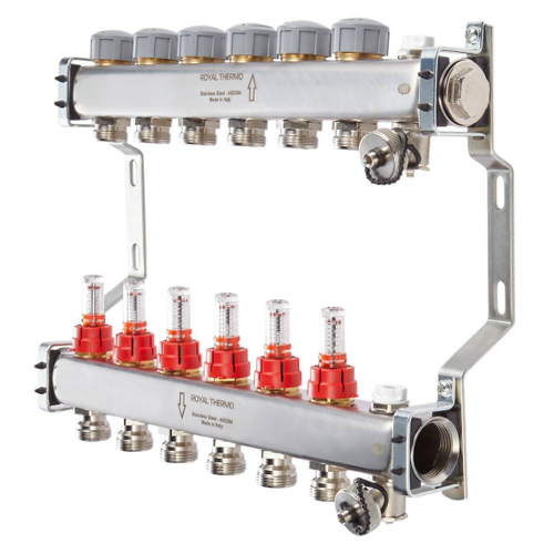 Коллектор нерж. в сборе с расходомерами 1"; ВР-3/4"; НР, 9 выходов