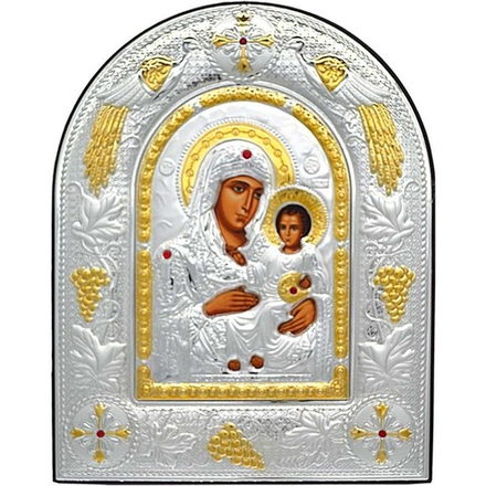 Иерусалимская икона Богородицы в серебряном окладе.