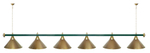 Лампа STARTBILLIARDS 6 пл. (плафоны зеленые,штанга золотая,фурнитура золото)