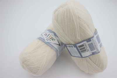 ALIZE "LANAGOLD 800", 49% шерсть, 51% акрил, 100 гр, 800 м, 62 молочный