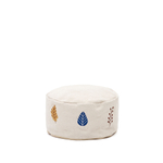 Пуф Yanil из 100% белого хлопка с разноцветной вышивкой Ø 40 см