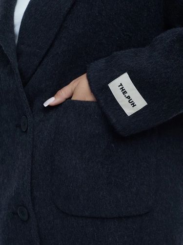 Двубортный черный пиджак из шерсти