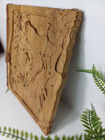 Картина- Панно Медведица резная из дуба 30*28 см