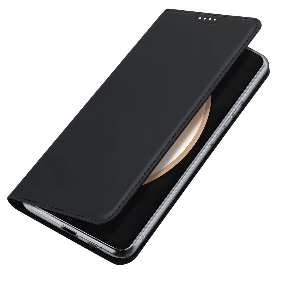 Чехол книжка из PU кожи черного цвета от Dux Ducis для Samsung Galaxy S25 FE, серия Skin Pro Series Case