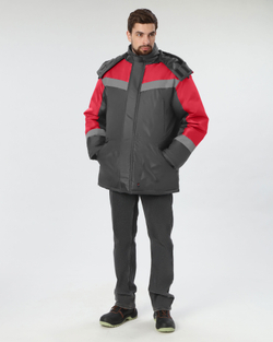 Куртка зимняя Лигор СОП (тк.OxLine,90), т.серый/красный