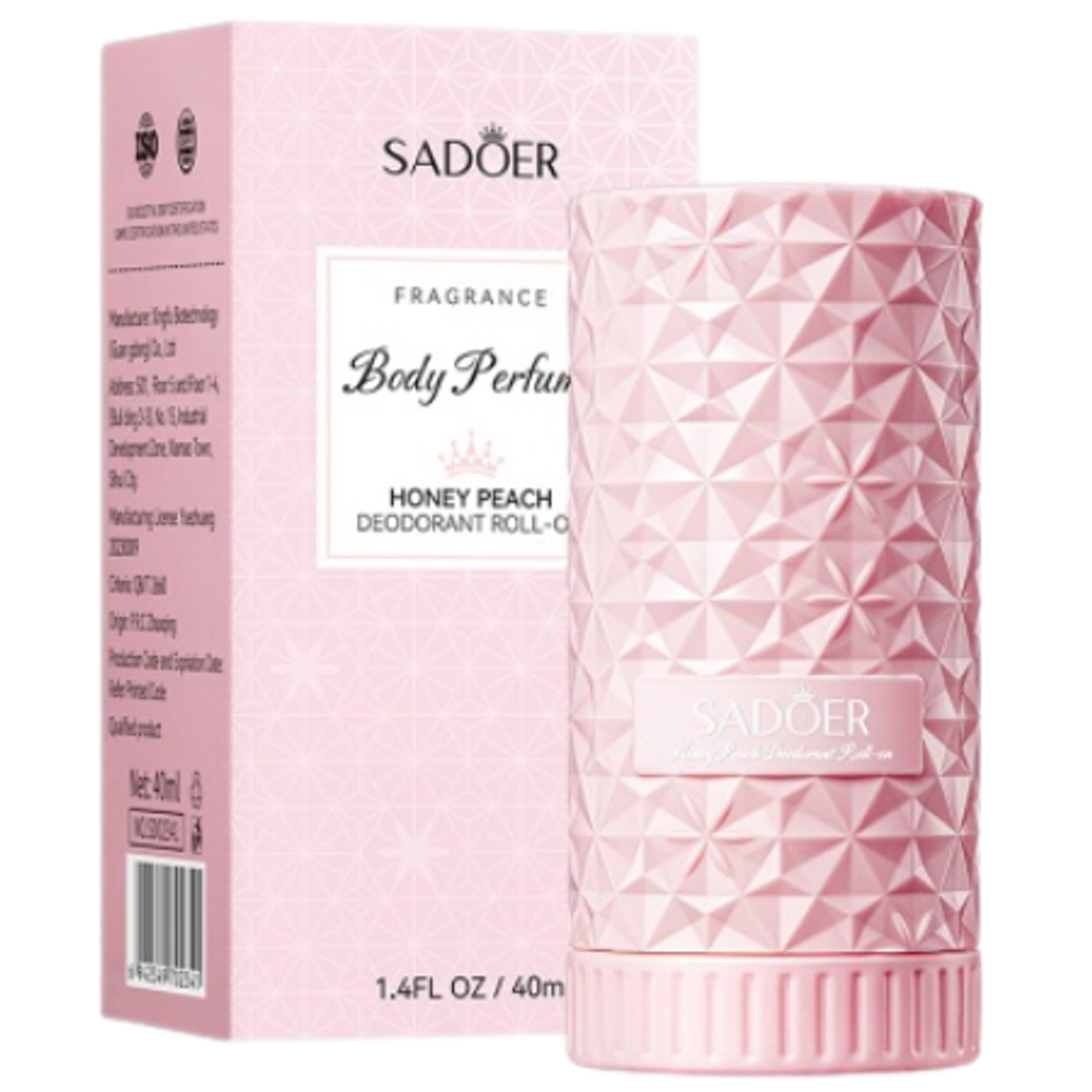 Sadoer Body Perfum Honey Peach Deodorant Roll, 40ml - Дезодорант женский Персик, Жасмин, Сандал