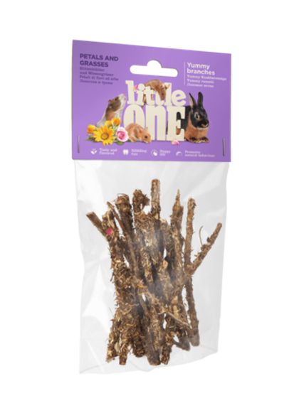 LITTLE ONE Лакомые ветви с лепестками и травами, лакомство для всех видов грызунов, 35 г