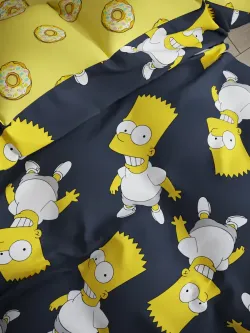 Пододеяльник перкаль Сказка "Симпсоны/Пончики" 1,5-спальный на молнии 145x215 см