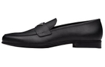PRADA Plaque Loafer Black Saffino Leather