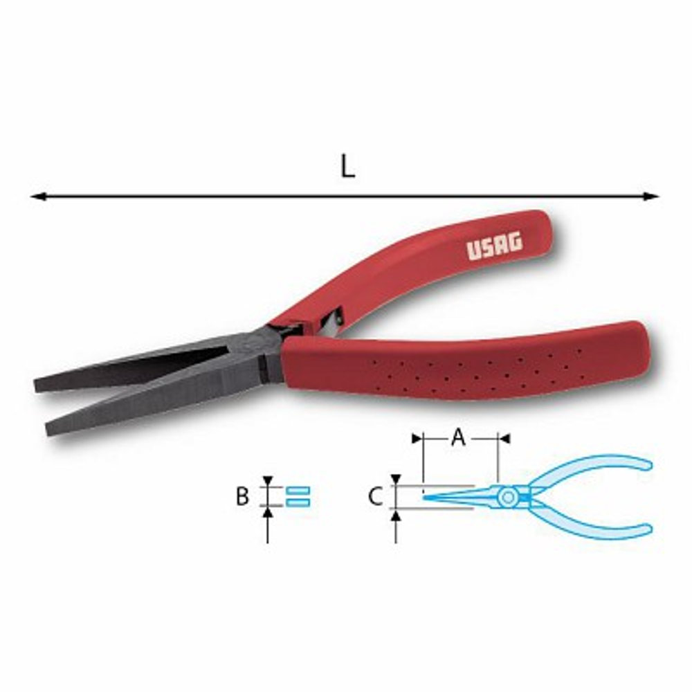 015/5 Плоскогубцы со сверхдлинными, прямыми губками, 160 мм, USAG (Италия)