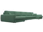 Диван П-образный Лига-057 НПБ МегаЛонг, Амур 11 зеленый, Рогожка, 129354