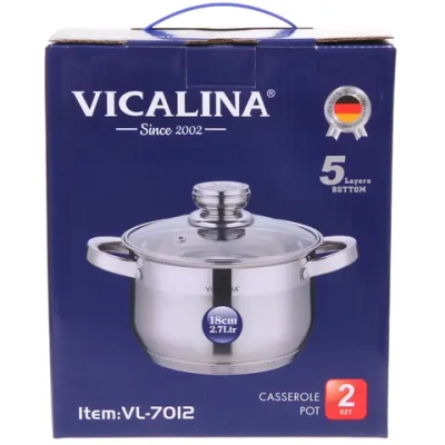 Кастрюля из нержавеющей стали VICALINA 2,7л, индукция, VL-7012