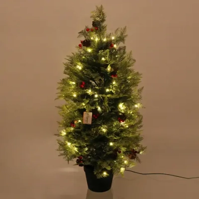 Ёлка светодиодная в горшке «Лесная радость» 90 см, (260 веток) 80 ламп LED, цвет свечения-Теплый белый