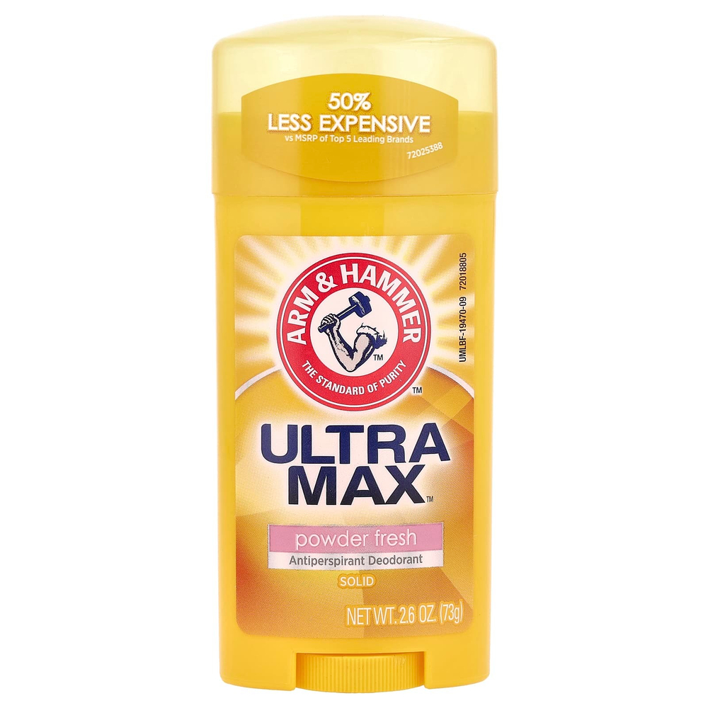 Arm & Hammer, UltraMax™, дезодорант-антиперспирант, твердый, в виде порошка, свежая, 73 г (2,6 унции)
