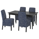 Стол и 4 стула - INGATORP / BERGMUND IKEA/ ИНГАТОРП/БЕРГМУНД ИКЕА, 215/155х87 см, синий с рисунком/черный