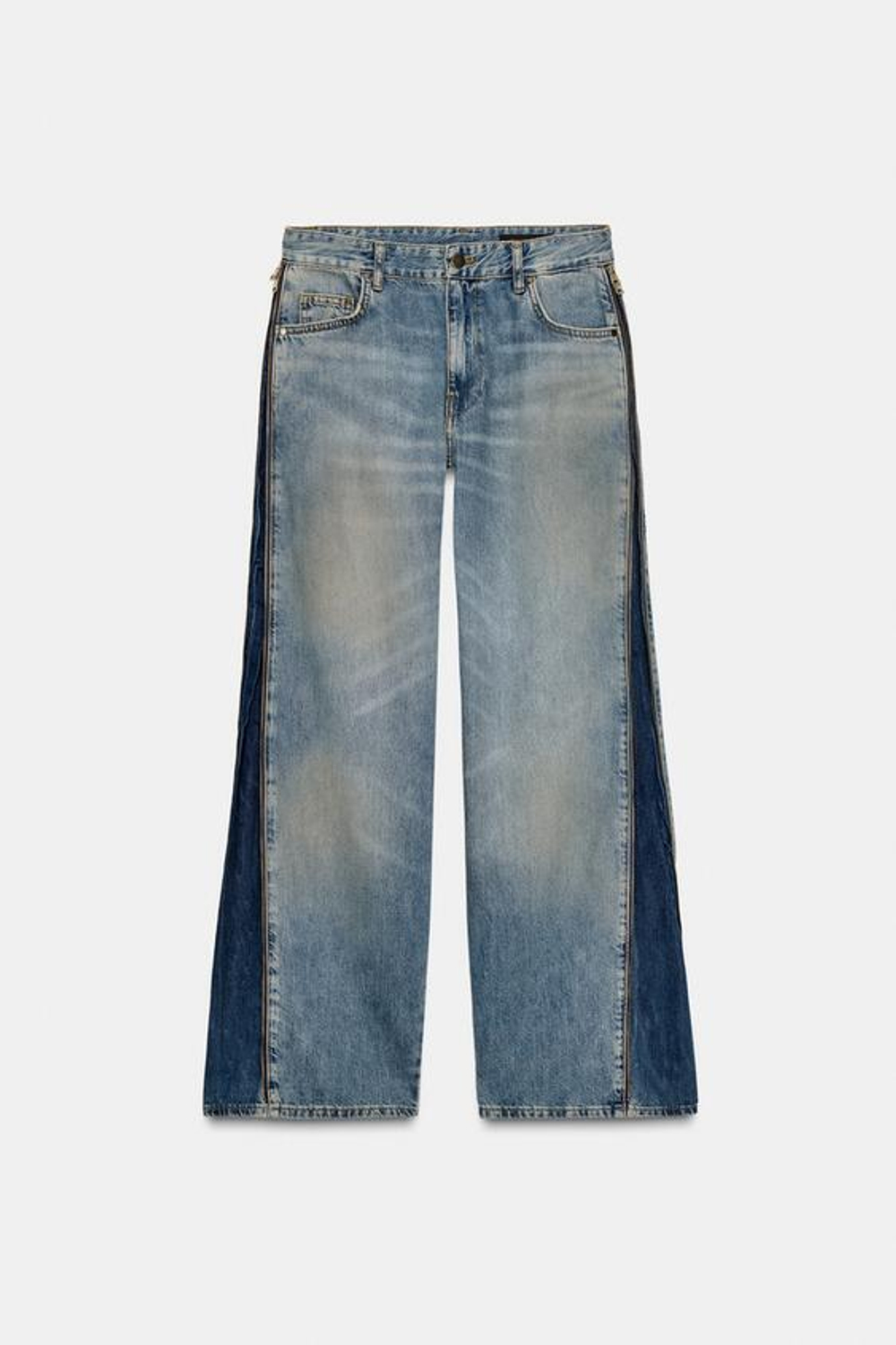 ZARA ДЖИНСЫ СО СРЕДНЕЙ ПОСАДКОЙ И ЗАСТЕЖКАМИ-МОЛНИЯМИ — ZW COLLECTION LIMITED EDITION, СИНИЙ