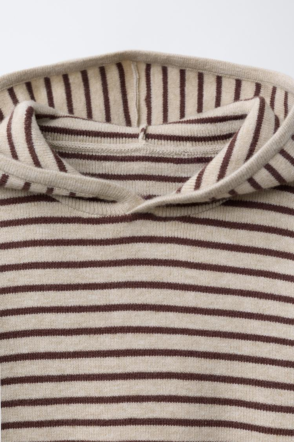 ZARA ТРИКОТАЖНАЯ ТОЛСТОВКА В ПОЛОСКУ, ТЕМНО-КОРИЧНЕВЫЙ