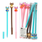 Ручка шариковая, Basir, синие чернила, серия "Бычок", с резиновой фигуркой, 12 шт