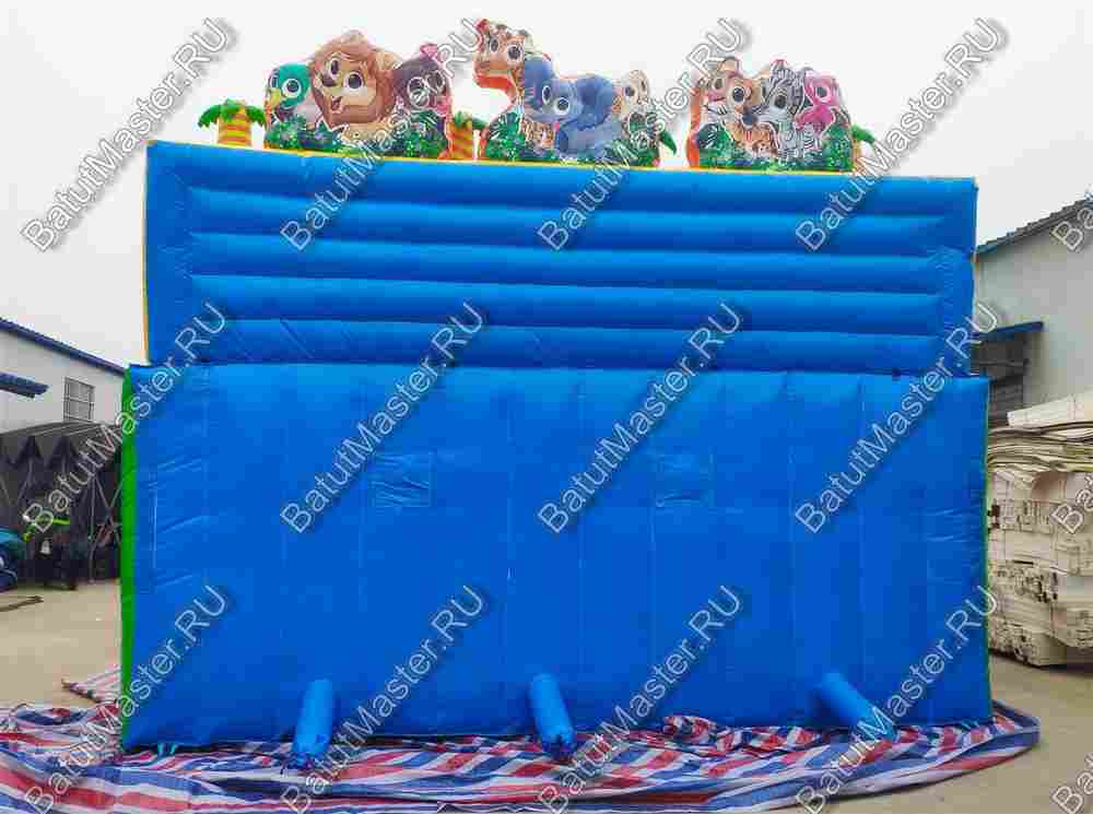 Коммерческий надувной батут "Дружная компания" в тематике "слоник в джунглях", 8*6*6 м