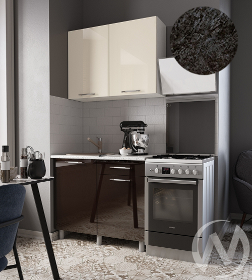 Кухня Нора 1.0м (корпус белый/ваниль; горький шоколад) 26мм кастилло темный