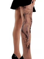 Колготки с принтом в виде гейши (Размер: S-M-L) (Цвет: бежевый)