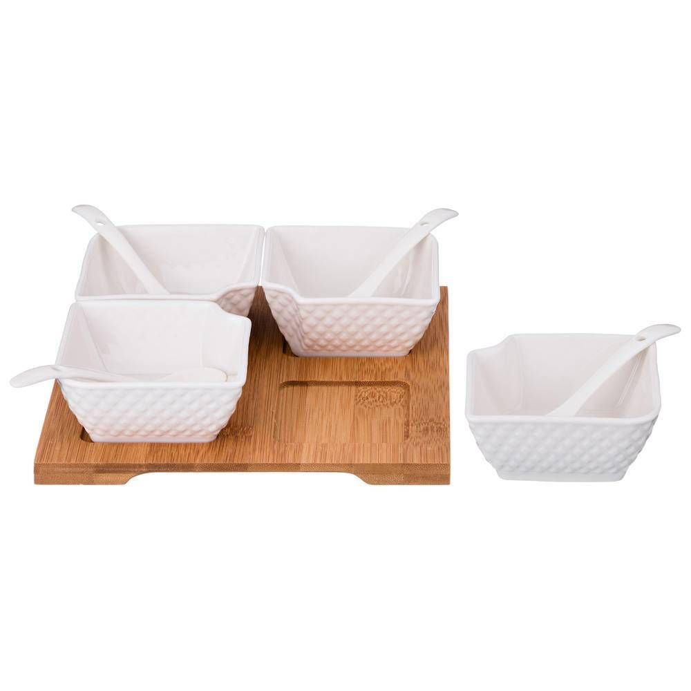 НАБОР СЕРВИРОВОЧНЫЙ НА ДЕРЕВ. ПОДСТАВКЕ LEFARD "ДИАМАНД" 9 ПР. (КОР=24НАБ.)