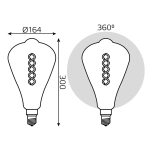Лампа Gauss LED Filament ST164 8.5W Е27 660lm 2000К  golden flexible 157802105