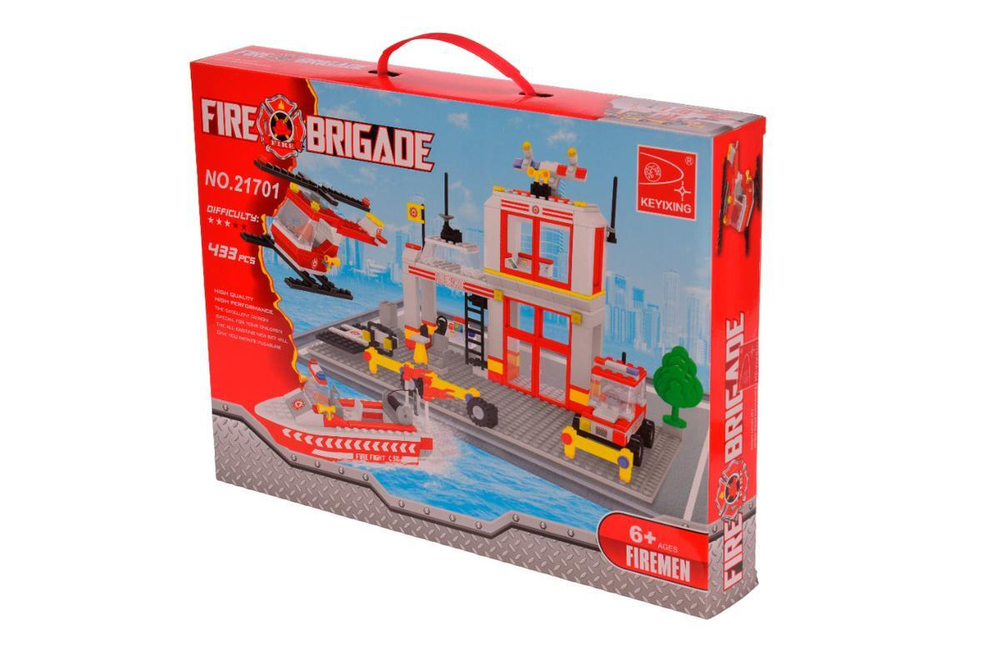 Конструктор блочный Аусини Пожарная бригада 433дет., коробка 21701