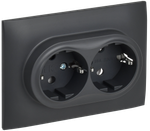 SKANDY Розетка 2-местная с заземлением без защитных шторок 16А в сборе SK-R08T титан IEK