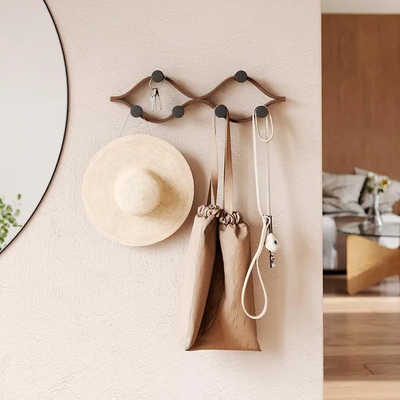 Вешалка настенная montage, 6 крючков, черный/орех